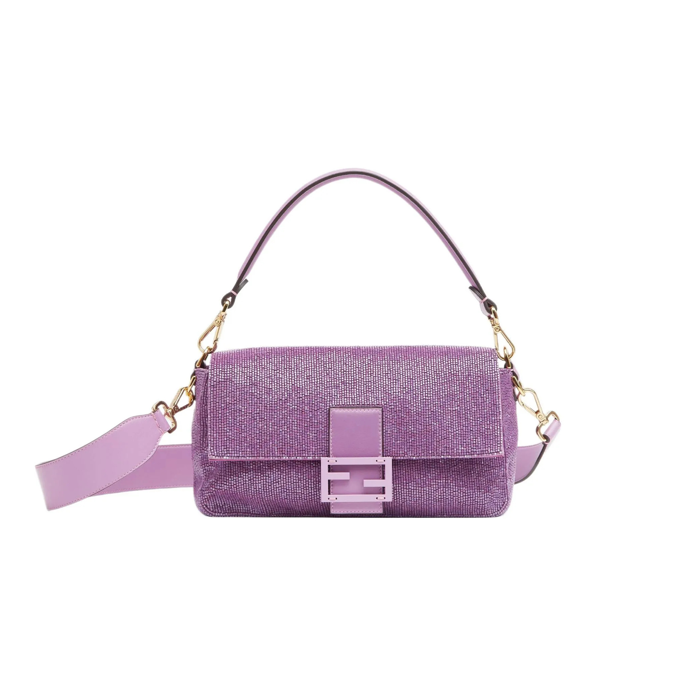 FENDI BEADED BAGUETTE PURPLE SHOULDER BAG 8BR600AM2LF1JCO (27*15*6m)